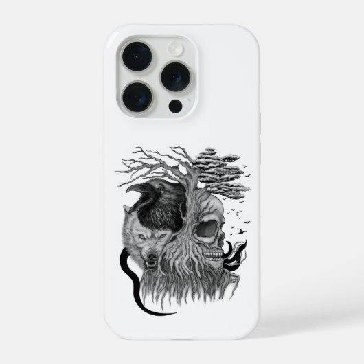 ウルフとレイヴンのスカル iPhoneケース (裏面)