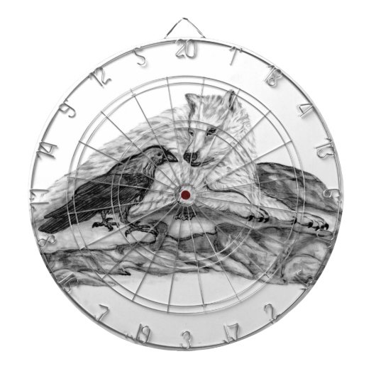 ウルフとレイヴンの白黒デザイン ダーツボード (正面)