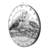 ウルフとレイヴンの白黒デザイン ダーツボード (正面右)