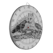 ウルフとレイヴンの白黒デザイン ダーツボード (正面左)