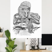 ウルフとレイヴンの白黒デザイン ポスター (ホームオフィス)