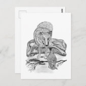 ウルフとレイヴンの白黒デザイン ポストカード (正面/裏面)