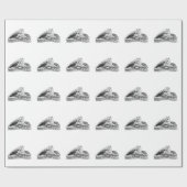 ウルフとレイヴンの白黒デザイン ラッピングペーパー (フラット)