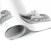 ウルフとレイヴンの白黒デザイン ラッピングペーパー (ロールコーナー)