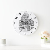ウルフとレイヴンの白黒デザイン ラージ壁時計 (ホーム)