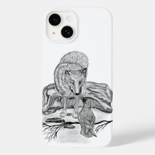 ウルフとレイヴンの白黒デザイン Case-Mate iPhoneケース (裏面)