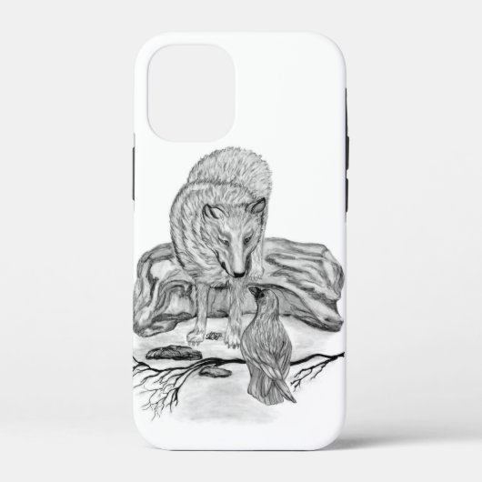 ウルフとレイヴンの白黒デザイン Case-Mate iPhoneケース (裏面)