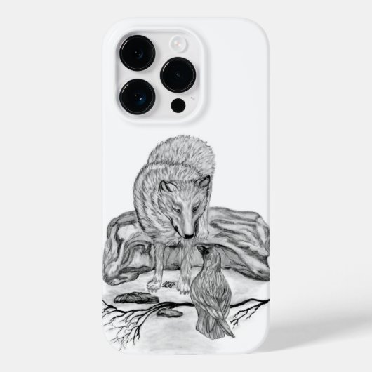 ウルフとレイヴンの白黒デザイン Case-Mate iPhoneケース (裏面)