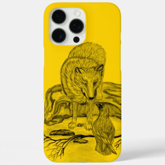 ウルフとレイヴンの黒と黄色のデザイン Case-Mate iPhoneケース (裏面)