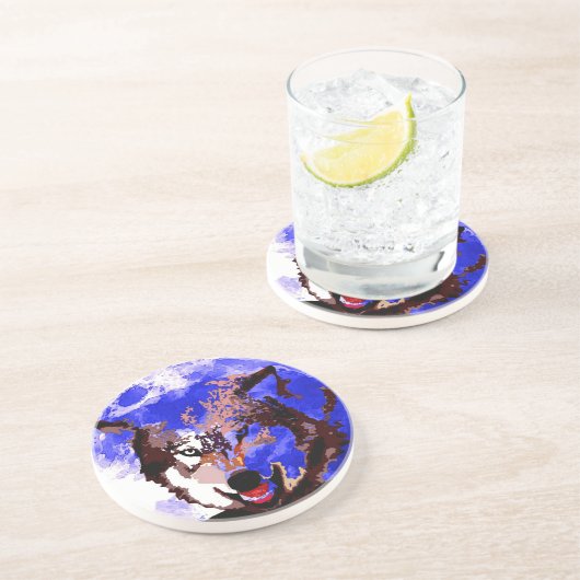 ウルフと満月 コースター (側面)