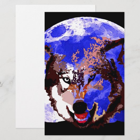 ウルフと満月 便箋 (正面/裏面)