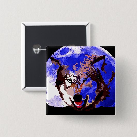 ウルフと満月 缶バッジ (正面&裏面)