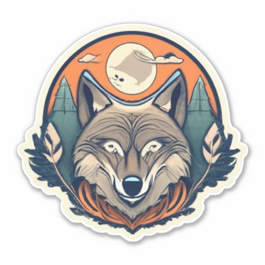 ウルフのアートを見るステッカーの制作 シール (正面)