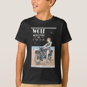 ウルフのオートバイのポスター Tシャツ