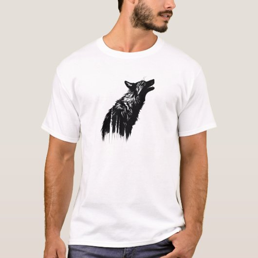 ウルフのミニマルなシルエット Tシャツ (正面)