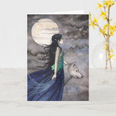 ウルフの夜のグリーティングカード カード (黄色い花)