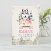 ウルフの女の子の誕生日パーティーの招待 招待状 (スタンド正面)