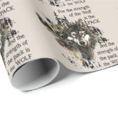 ウルフの強さパックファミリー引用文水色 ラッピングペーパー (ロールコーナー)