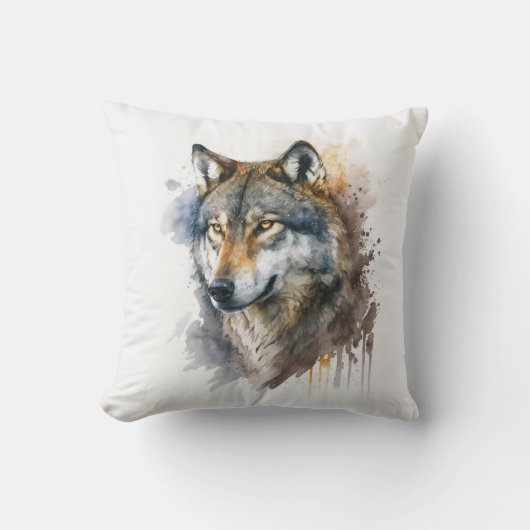 ウルフの水の絵を描色 クッション (正面)