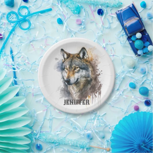 ウルフの水の絵を描色 ペーパープレート (パーティー)