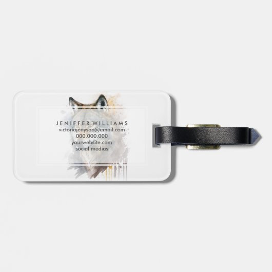 ウルフの水の絵を描色 ラゲッジタグ (裏面横)