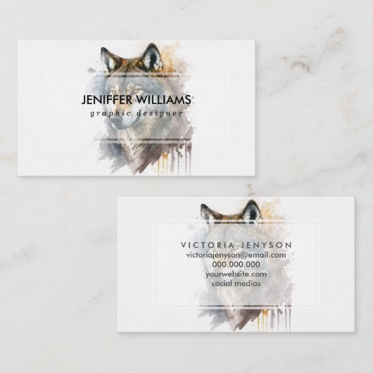 ウルフの水の絵を描色 名刺 (正面/裏面)