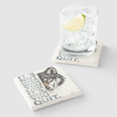 ウルフはっきりしたやる気を起こさせるデザイン:忍耐 ストーンコースター (横)