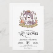 ウルフよくはしゃぐ赤ちゃんシャワー 招待状 (正面/裏面)