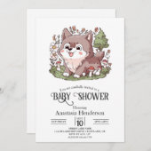 ウルフよくはしゃぐ魅力的の赤ちゃんシャワー 招待状 (正面/裏面)