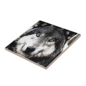 ウルフアイズ – 白黒の野生動物のアートワーク タイル (側面)