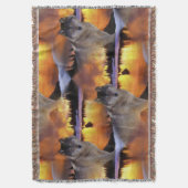 ウルフアットサンセットパターン スローブランケット (正面縦)