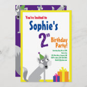 ウルフアニマルキッドバースデーパーティ招待状 招待状 (正面/裏面)