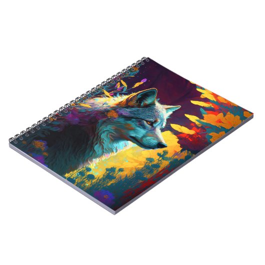 ウルフアニマルポートレート絵画の野生動物アウトドア ノートブック (左側)