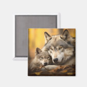 ウルフアニマルワイルド美しいフリーダムワイルドネスロヴ マグネット (正面/裏面)