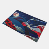 ウルフアメリカ国旗の満月 ドアマット (アングル)