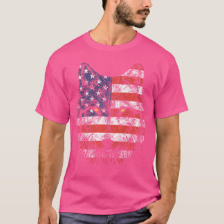 ウルフアメリカ国旗の米国7月4日 Tシャツ