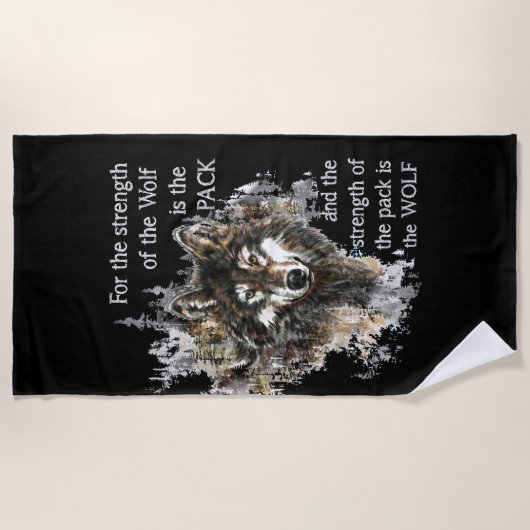 ウルフアンドパック引用文 – アニマルコレクション ビーチタオル (正面)