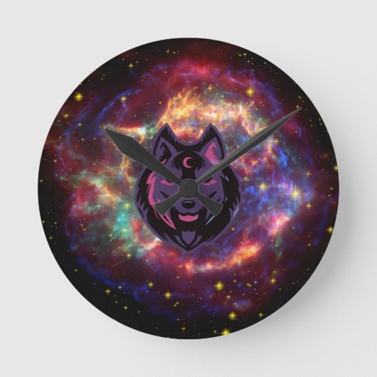 ウルフアートグラフィックデザイン ラウンド壁時計 (正面)