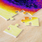 ウルフアートポップ・アートのフリーダムブルーナイトフルムーン ジグソーパズル (側面)