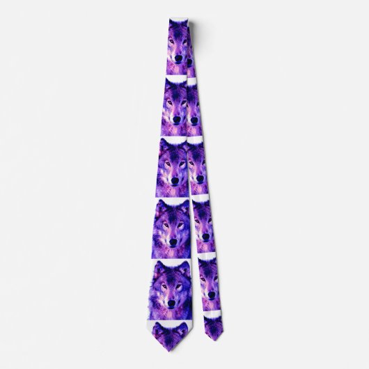 ウルフアートワークブルーカラー ネクタイ (正面)