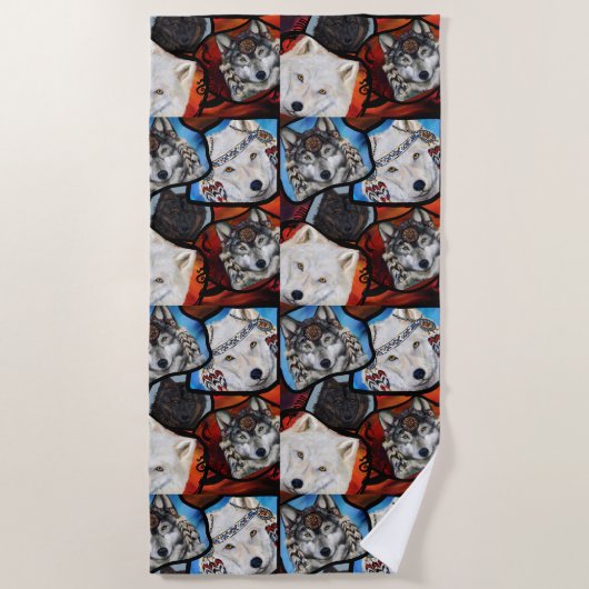 ウルフアート ビーチタオル (正面)