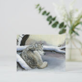 ウルフインザスノーアニマルアートポストカード ポストカード (スタンド正面)