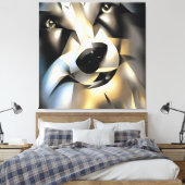 ウルフインジオメトリックアートスタイル キャンバスプリント (インサイチュ (寝室))