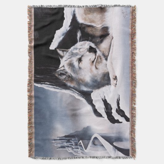 ウルフウィンターキャッスルファンタジー スローブランケット (正面縦)
