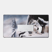 ウルフウィンターキャッスルファンタジー デスクマット (キーボード&マウス)