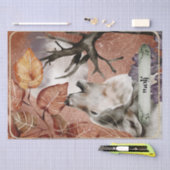 ウルフウォーターカラー秋神秘的な秋のオラクル 薄葉紙 (クラフト)