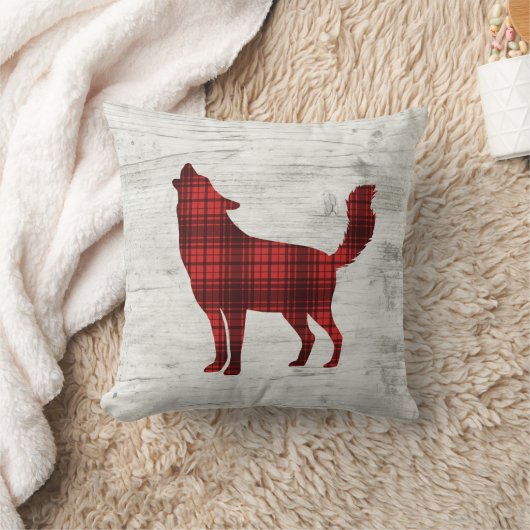 ウルフウッドランド樺の木ロードバッファロープレイド クッション (ブランケット)