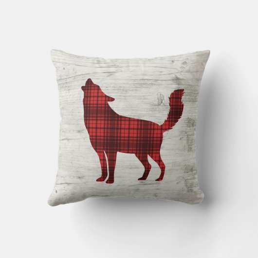 ウルフウッドランド樺の木ロードバッファロープレイド クッション (裏面)