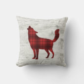 ウルフウッドランド樺の木ロードバッファロープレイド クッション (正面)