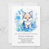 ウルフウッドランド至福の水彩少年の赤ちゃんシャワー 招待状 (正面)